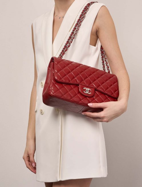 Chanel Timeless Jumbo Red Sizes Worn | Sell your designer bag on Saclab.com