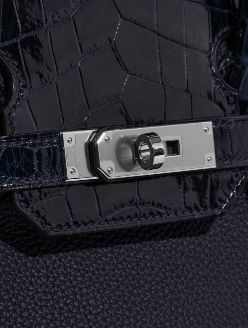 Pre-owned Hermès bag Birkin Touch 30 Togo / Niloticus Crocodile Shiny Blue Nuit / Blue Baltique Blue Closing System | Sell your designer bag on Saclab.com