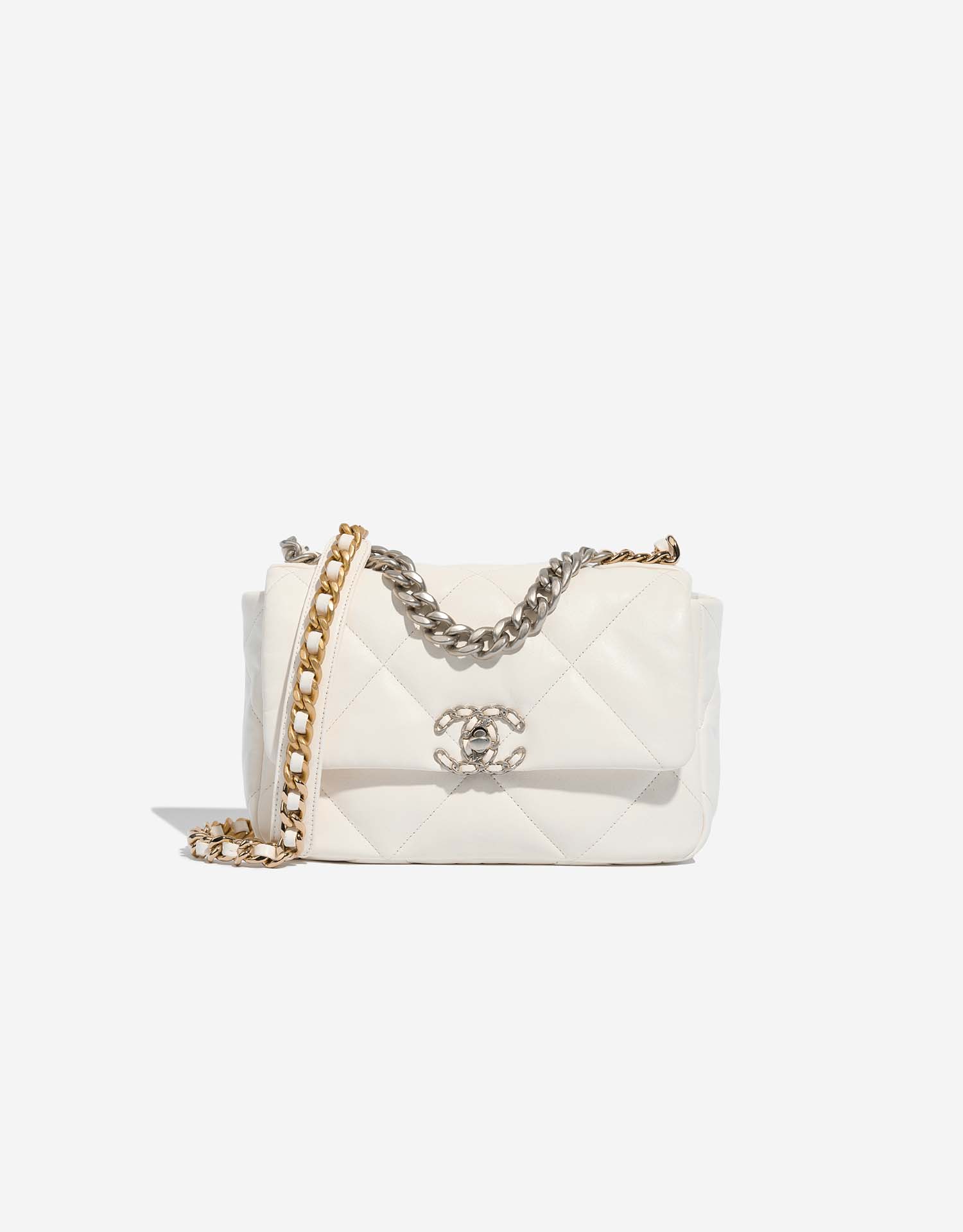 【ヴィンテージ】Rank:S☆Chanel WHITE C19 Small Flap バック Chanel White Vintage Classic Single Flap Bag Quilted Caviar