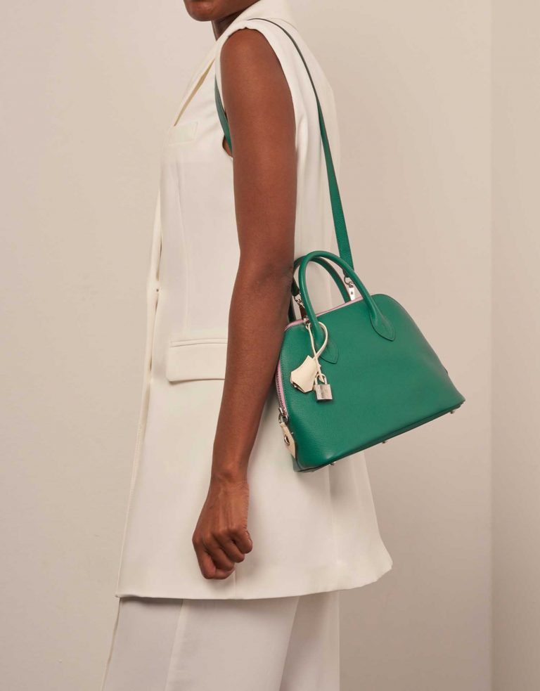 Hermès Bolide 27 VertJade-MauveSylvestre-Nata Sizes Worn | Sell your designer bag on Saclab.com
