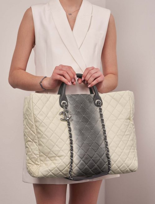 Chanel ShoppingTote Grand GreyBlue-Beige 1M | Sell your designer bag on Saclab.com