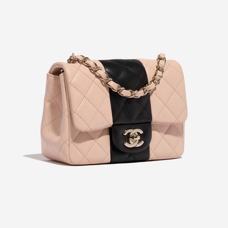 Chanel Timeless MiniSquare LightRose-Black Side Front  | Sell your designer bag on Saclab.com