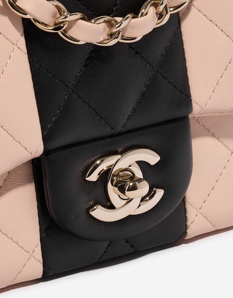Chanel Timeless MiniSquare LightRose-Black Closing System  | Sell your designer bag on Saclab.com
