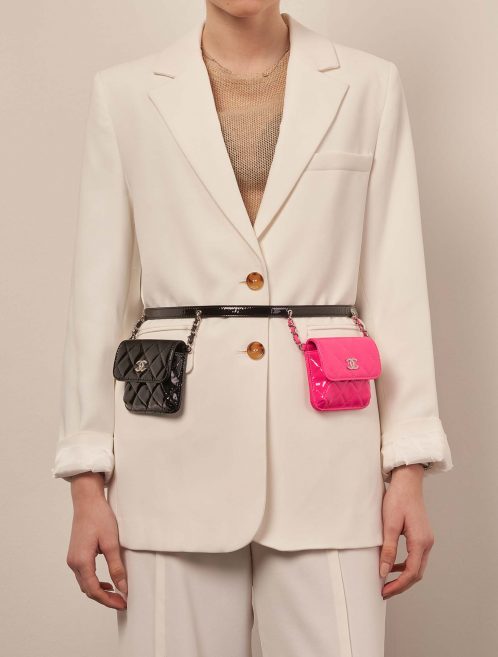 Chanel DoubleWaistBag Mini Black-Pink 1M | Sell your designer bag on Saclab.com