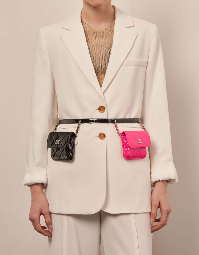 Chanel DoubleWaistBag Mini Black-Pink 1M | Sell your designer bag on Saclab.com