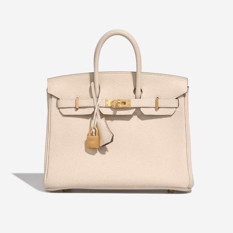 Pre-owned Hermès bag Birkin HSS 25 Togo Craie / Rose Extreme Beige Front | Sell your designer bag on Saclab.com