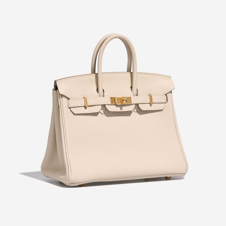 Pre-owned Hermès bag Birkin HSS 25 Togo Craie / Rose Extreme Beige Side Front | Sell your designer bag on Saclab.com