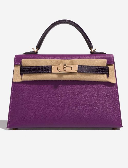 Hermès Kelly Mini Anemone-Amethyst Front Velt | Sell your designer bag on Saclab.com