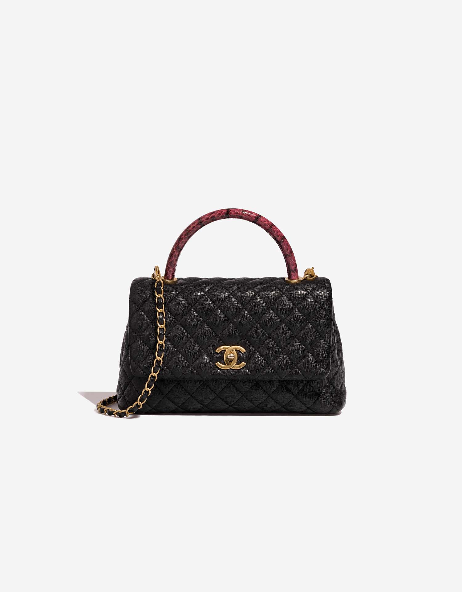 Chanel Timeless Handle CC Medium Caviar / Snake Black / Pink | SACLÀB