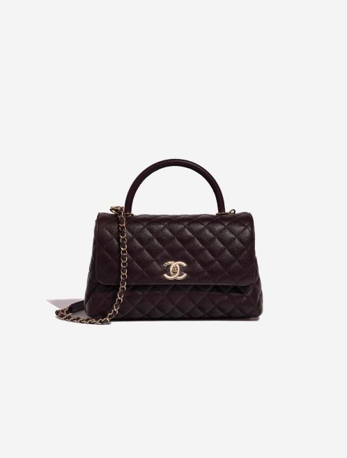 Pre-owned Chanel bag Timeless Handle Medium Caviar Dark Plum Brown, Violet | Sell your designer bag on Saclab.com