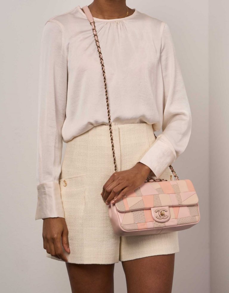 Pre-owned Chanel bag Timeless Medium Lamb / Python Multicolour Nude / Pink Pink | Sell your designer bag on Saclab.com