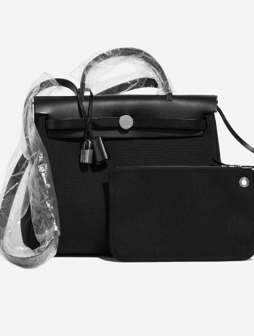 Pre-owned Hermès bag Herbag 31 Toile / Vache Hunter Black Black | Sell your designer bag on Saclab.com