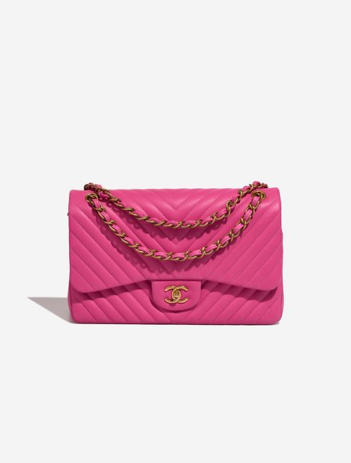 Pre-owned Chanel bag Timeless Chevron Jumbo Lamb Hot Pink Pink | Sell your designer bag on Saclab.com