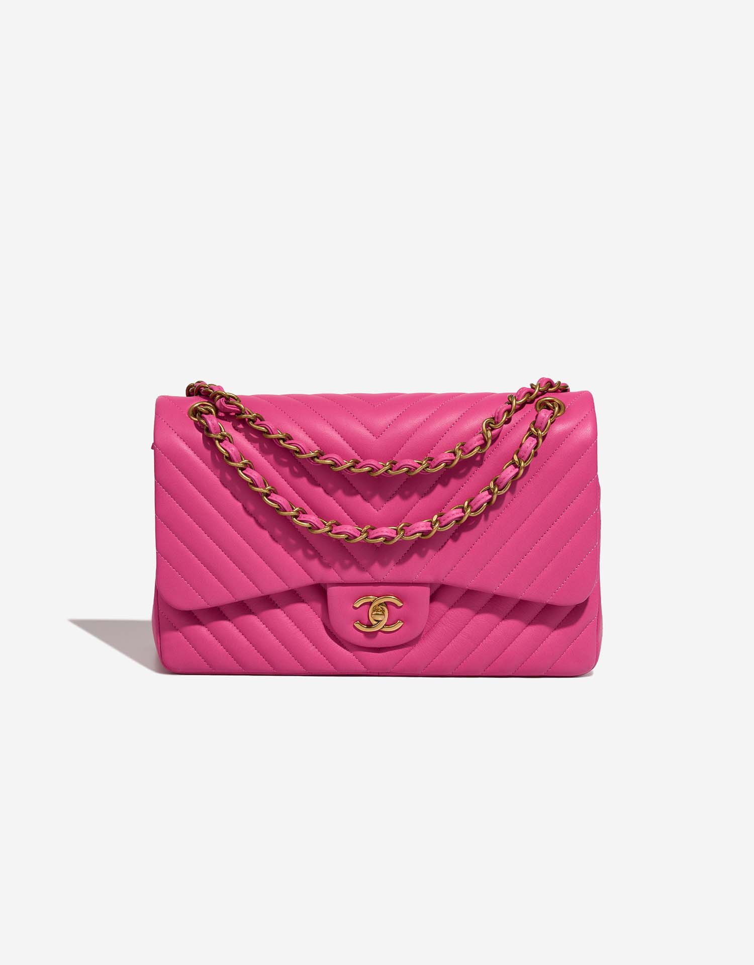 Chanel Timeless Chevron Jumbo Lamb Hot Pink | SACLÀB