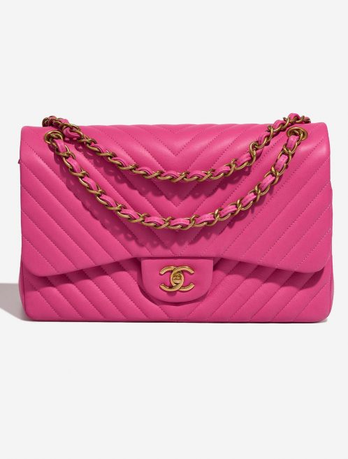 Pre-owned Chanel bag Timeless Chevron Jumbo Lamb Hot Pink Pink | Sell your designer bag on Saclab.com