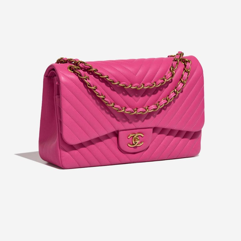 Pre-owned Chanel bag Timeless Chevron Jumbo Lamb Hot Pink Pink | Sell your designer bag on Saclab.com