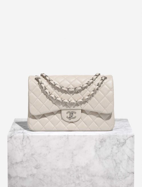 Pre-owned Chanel bag Timeless Jumbo Caviar Pearl White White | Sell your designer bag on Saclab.com