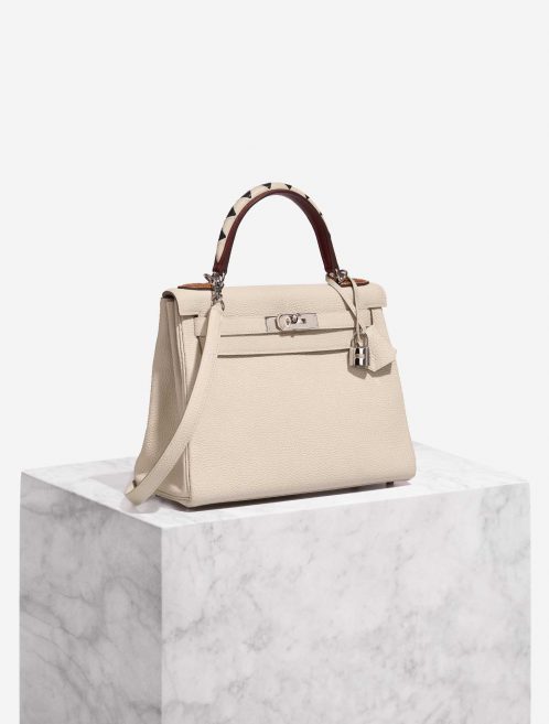 Pre-owned Hermès bag Kelly 28 Au Galop Togo Craie / Black / Fauve / Rouge H Beige, Multicolour | Sell your designer bag on Saclab.com