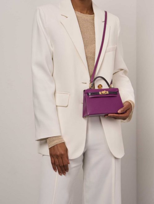 Pre-owned Hermès bag Kelly Mini Touch Alligator / Veau Madame Amethyst / Anemone Violet | Sell your designer bag on Saclab.com