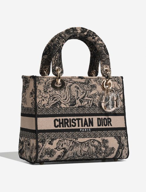 Dior Lady Medium Beige-Black Side Front  | Sell your designer bag on Saclab.com