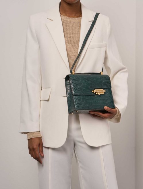 Pre-owned Hermès bag Verrou 23 Matte Alligator Malachite Blue, Green | Sell your designer bag on Saclab.com