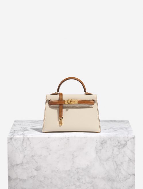 Pre-owned Hermès bag Kelly HSS Mini Epsom Craie / Gold Beige Front | Sell your designer bag on Saclab.com