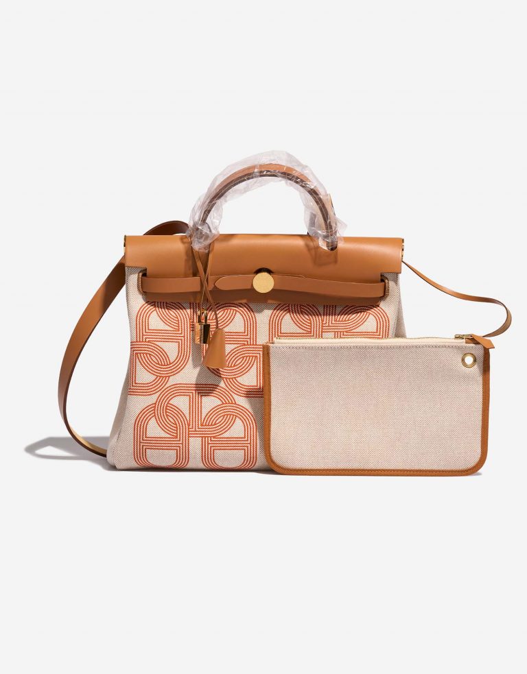 Hermès Herbag 31 OrangeMecano-EcruBeige-Natural Front  | Sell your designer bag on Saclab.com