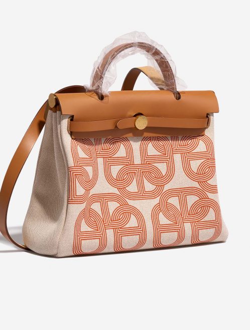 Hermès Herbag 31 OrangeMecano-EcruBeige-Natural Side Front  | Sell your designer bag on Saclab.com
