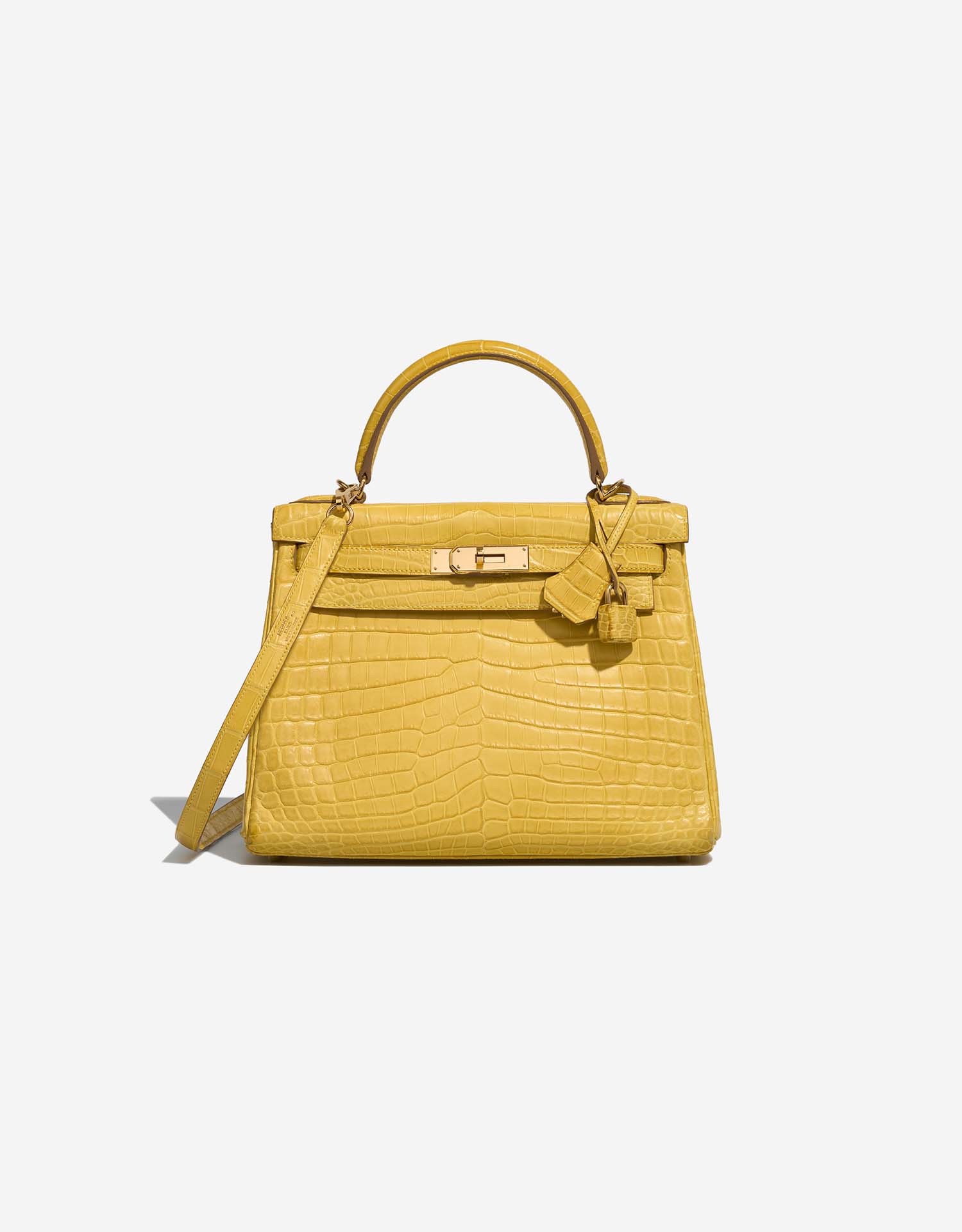 Hermès Kelly 28 Niloticus Crocodile Jaune Mimosa | SACLÀB