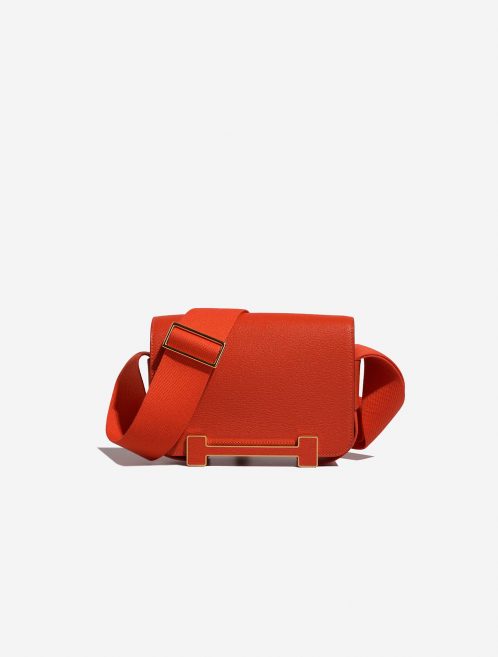 Pre-owned Hermès bag Geta Chèvre Mysore Capucine Red Front | Sell your designer bag on Saclab.com