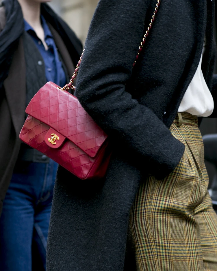 Chanel red Vintage Classic Flap Bag