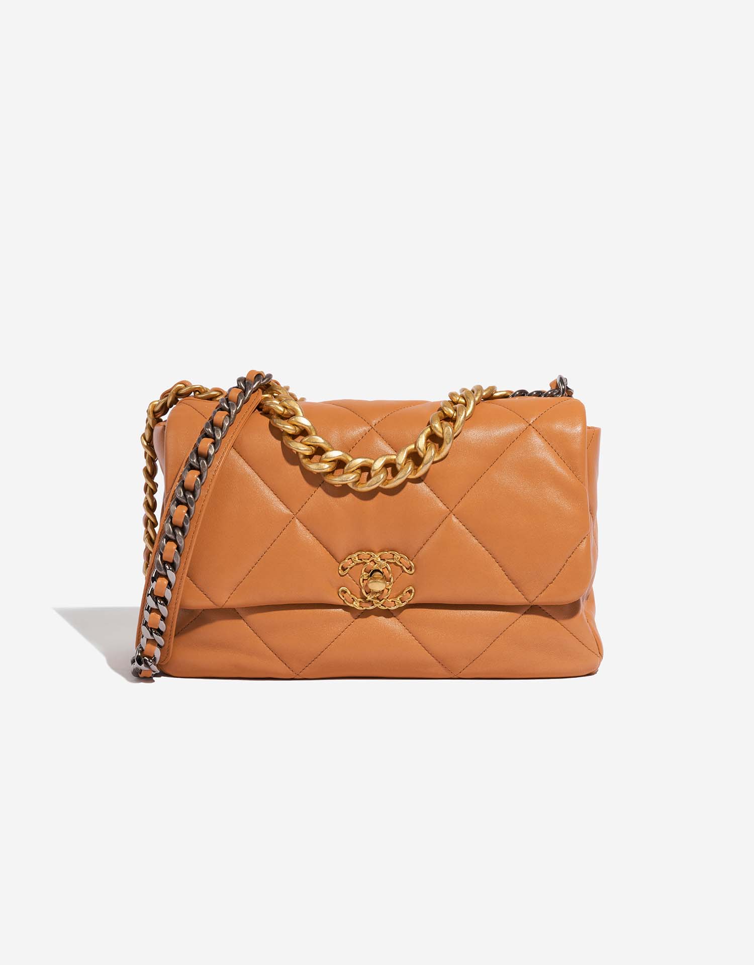 Chanel 19 Flap Bag Large Lamb Cognac | SACLÀB