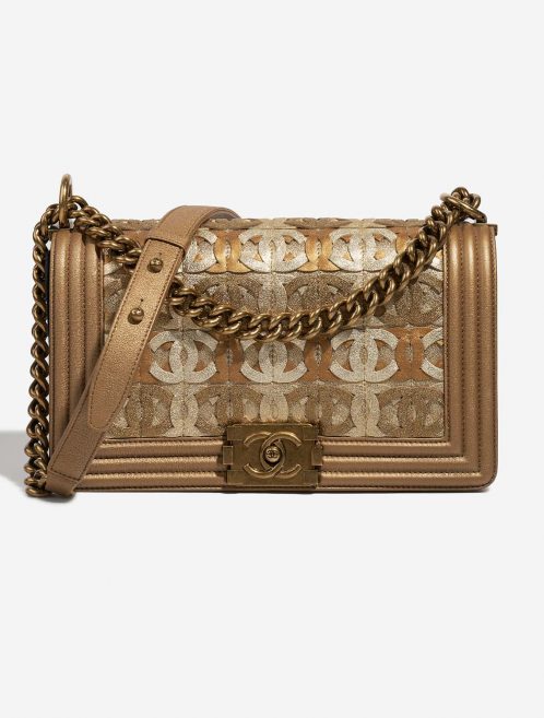 Chanel Boy OldMedium Gold-Bronze-Champagne Front  | Sell your designer bag on Saclab.com