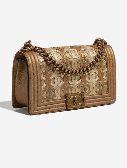 Chanel Boy OldMedium Gold-Bronze-Champagne Side Front  | Sell your designer bag on Saclab.com