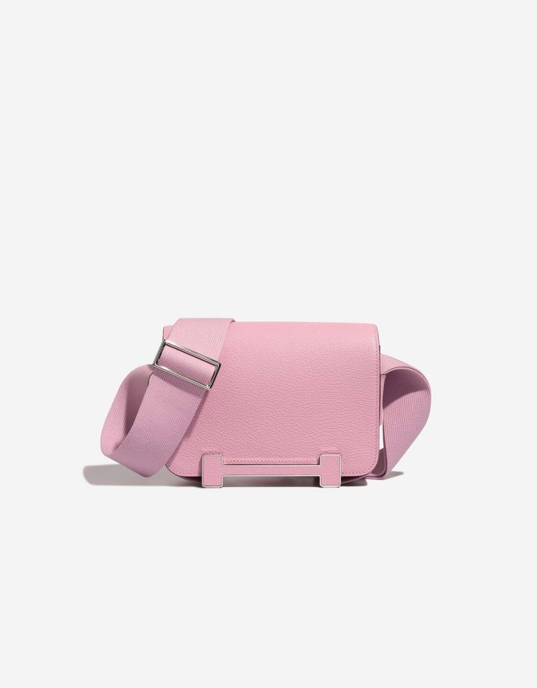 Pre-owned Hermès bag Geta Chevre Mysore Mauve Sylvestre Pink Front | Sell your designer bag on Saclab.com