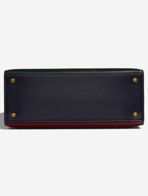 Hermès Kelly 28 VertFonce-RougeH-Indigo Bottom  | Sell your designer bag on Saclab.com