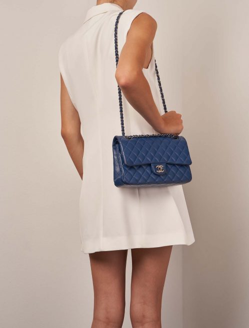 Chanel Timeless Medium Lamb Blue on Model | Sell your designer bag