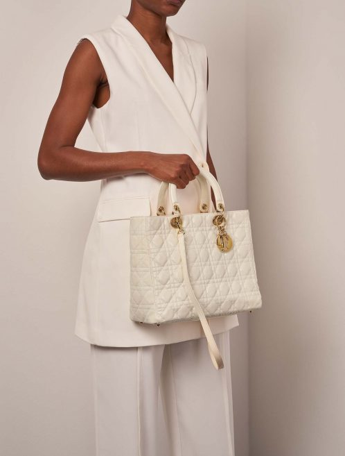 Dior Lady Large White Sizes Worn | Sell your designer bag on Saclab.com