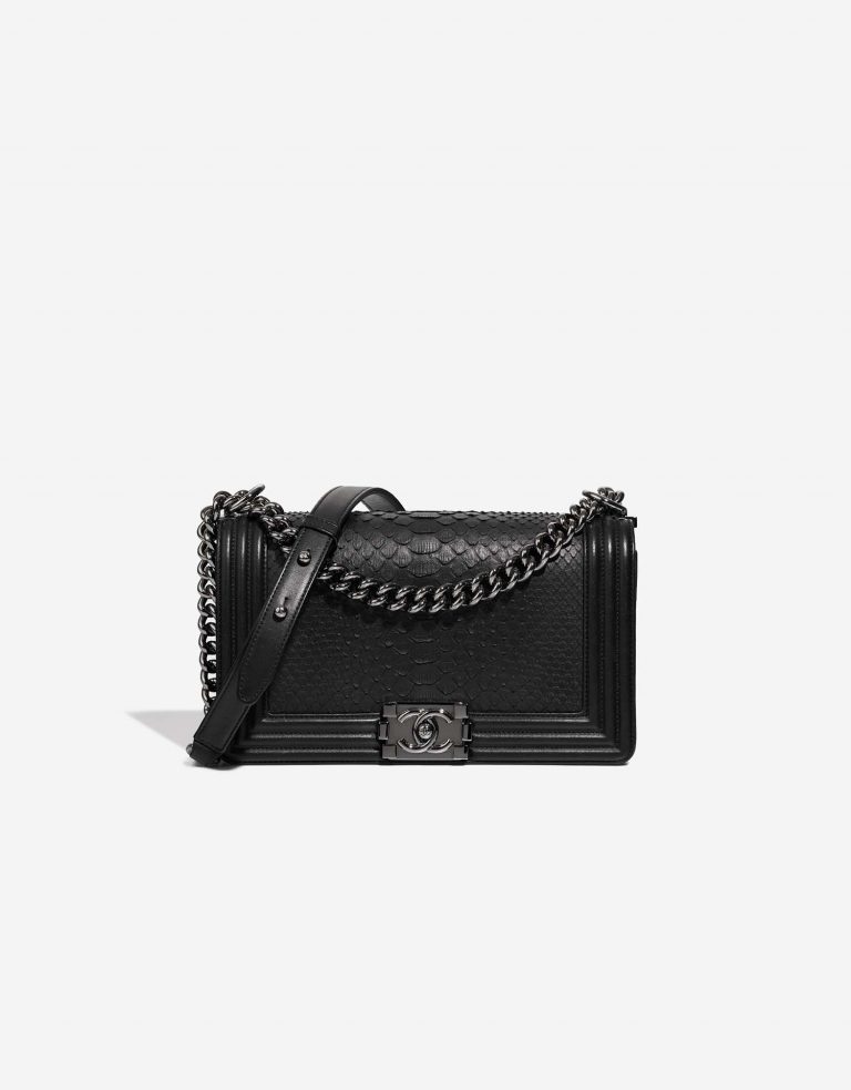 【ヴィンテージ】Rank:S☆Chanel Black Boy Medium 25CM バック Chanel Black Double Stitched New Medium Boy Bag ○ Labellov