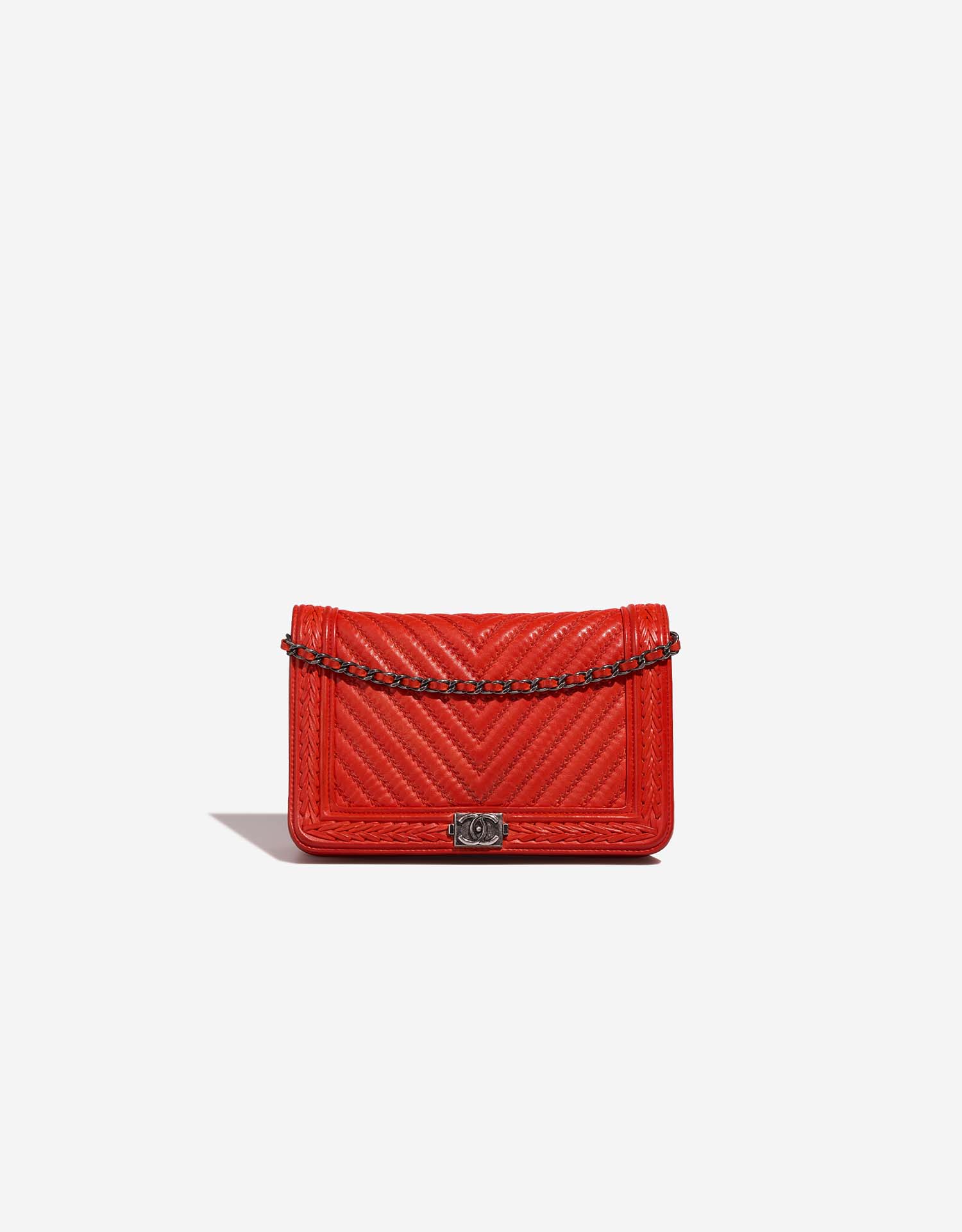 CHANEL レザー ポーチ レッド　訳あり CHANEL シャネル ポーチ ココマーク レッド キャビアスキン