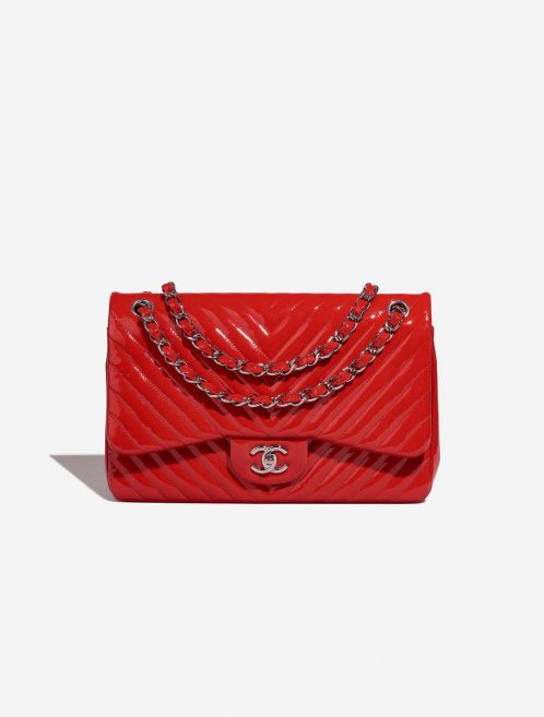 Pre-owned Chanel bag Timeless Chevron Jumbo Patent Red Red | Sell your designer bag on Saclab.com