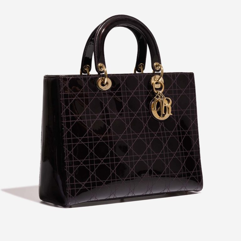Dior Lady Large DarkPurple Side Front  | Sell your designer bag on Saclab.com