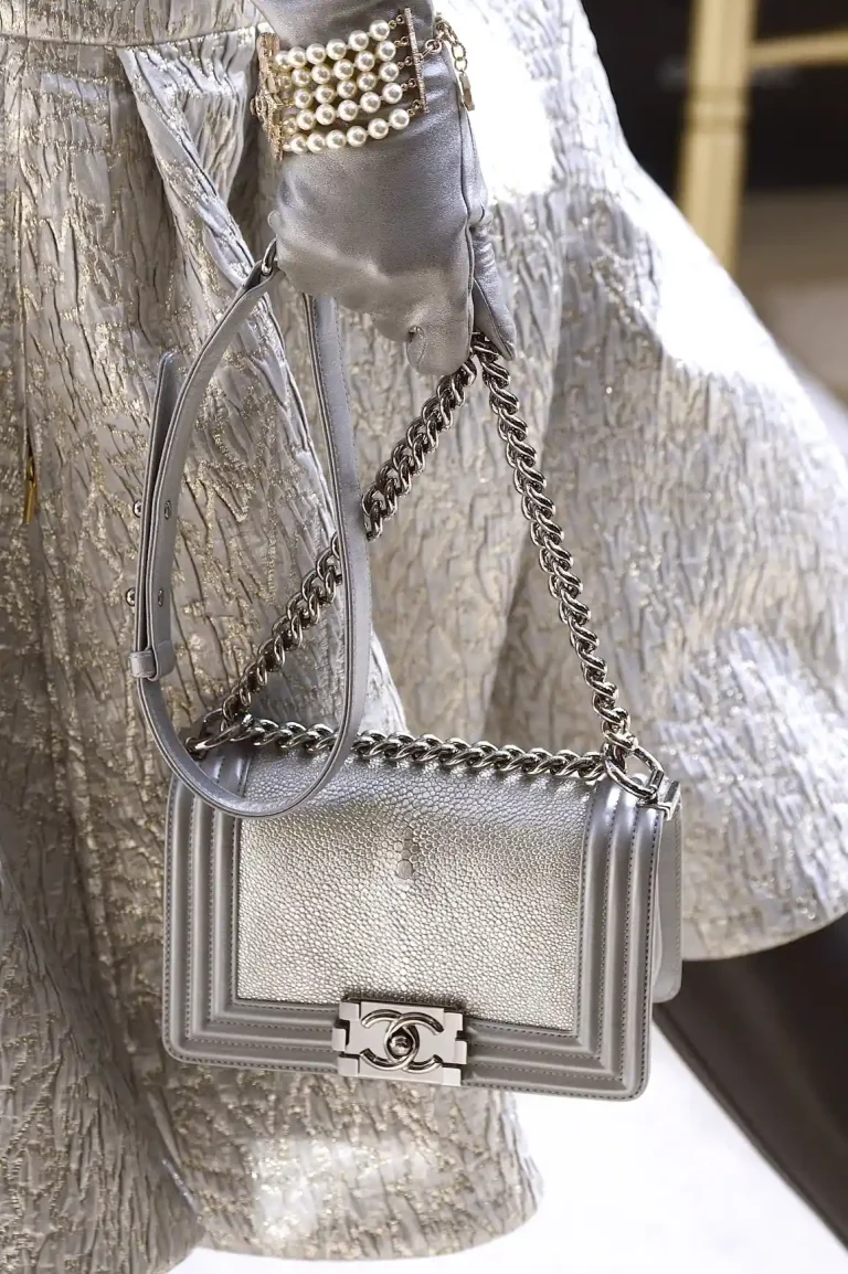 A Silver Chanel Boy Bag F16. Image Launchmetrics Spotlight