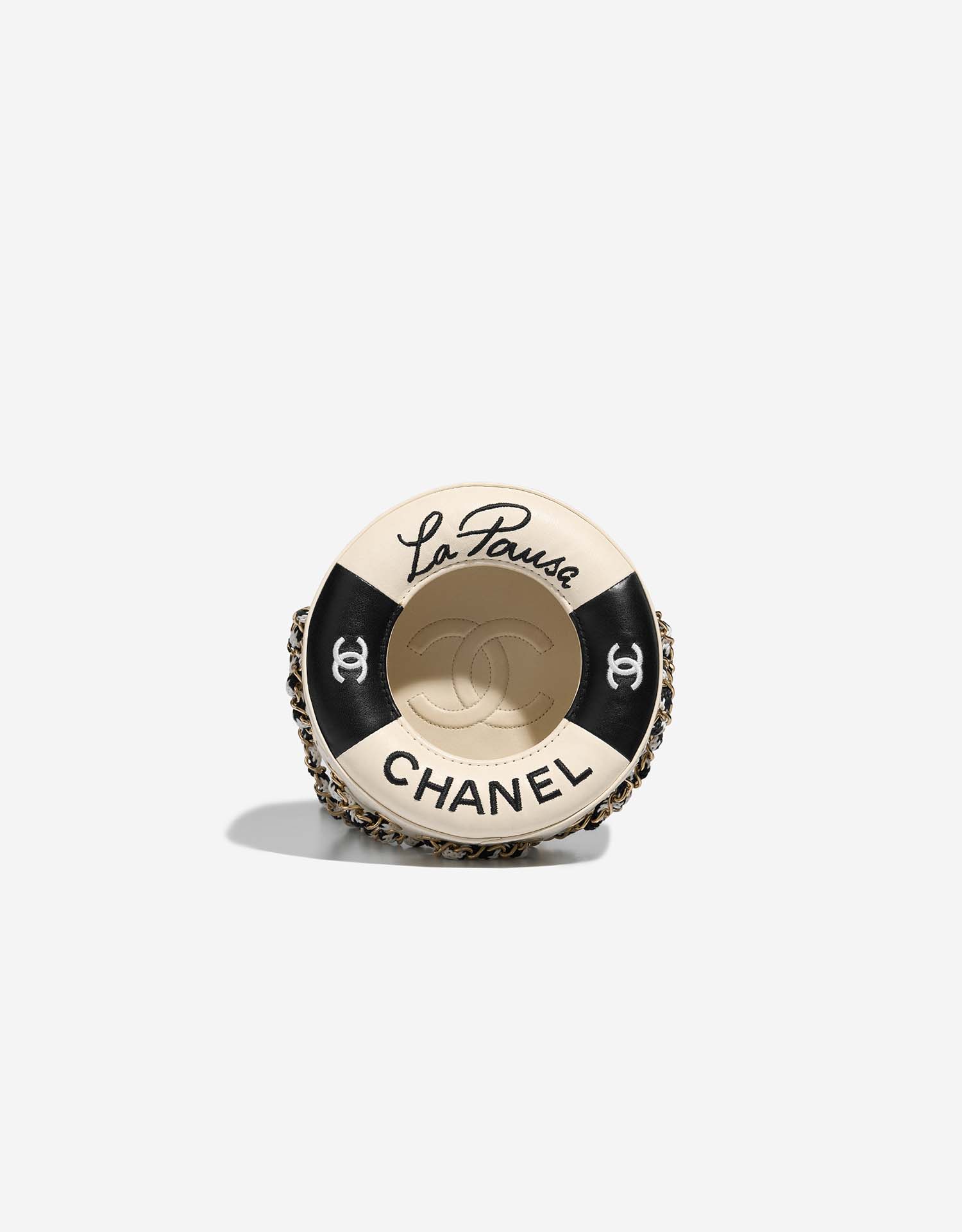 Chanel Cruise 19 La Pausa Lifesaver Round Lamb Black / White