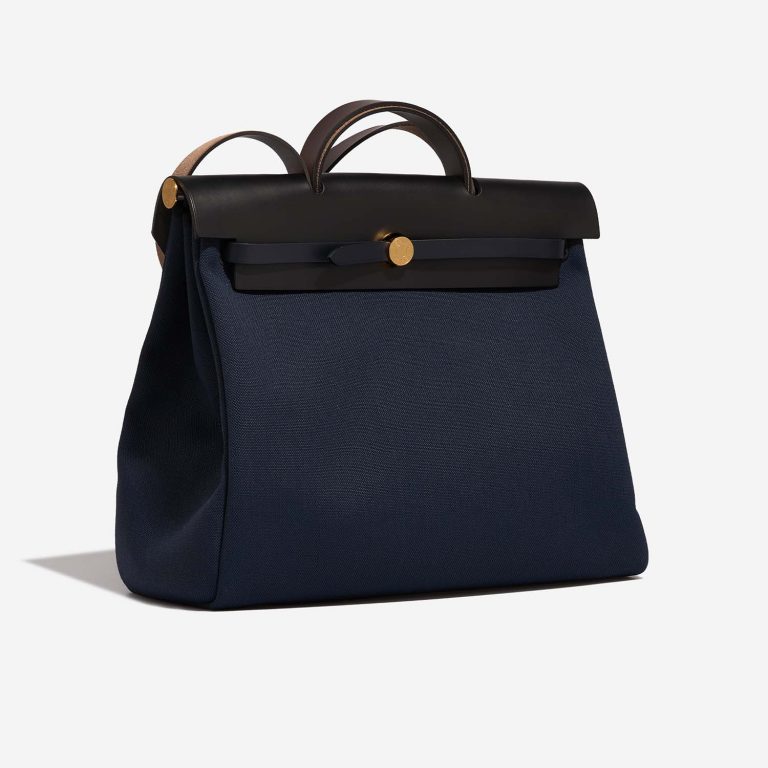 Pre-owned Hermès bag Herbag 39 Toile / Vache Hunter Black / Bleu Marine Black, Blue | Sell your designer bag on Saclab.com