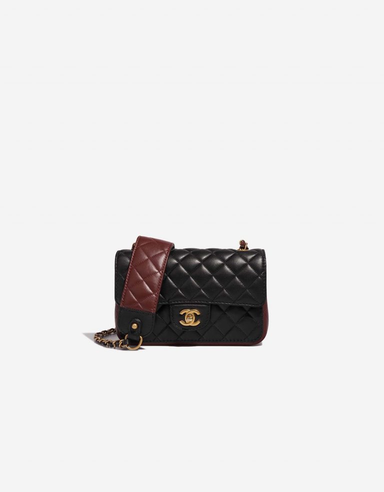 Chanel Timeless MiniRectangular Black-DarkBurgundy Front  | Sell your designer bag on Saclab.com