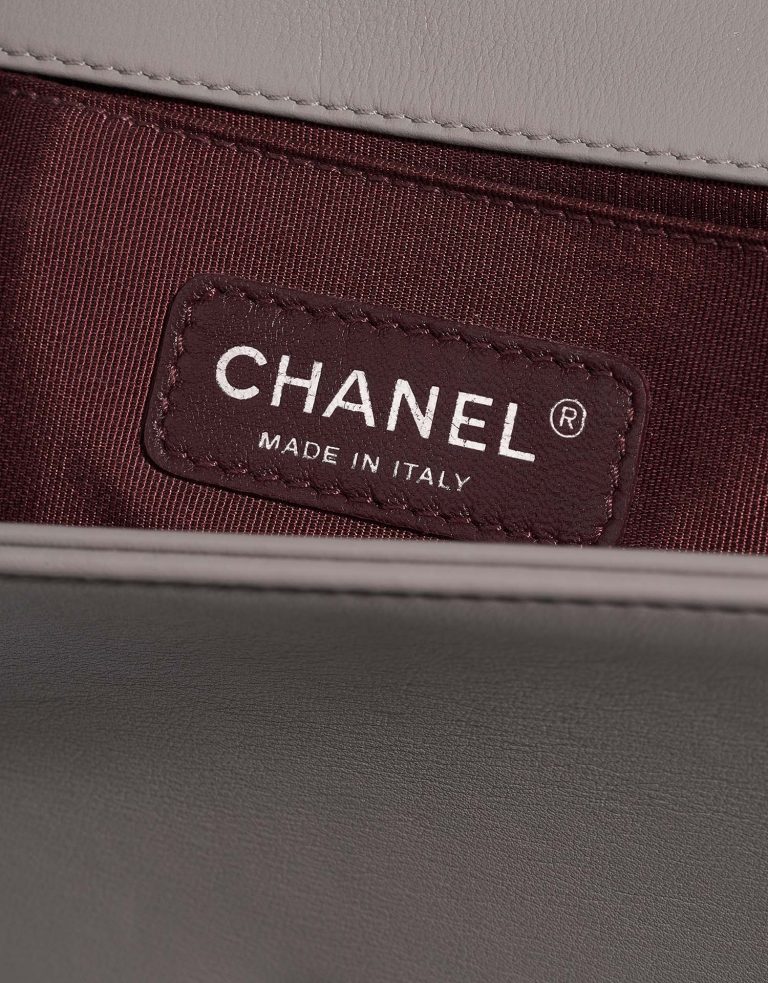 Chanel Boy OldMedium LightGray Logo  | Sell your designer bag on Saclab.com