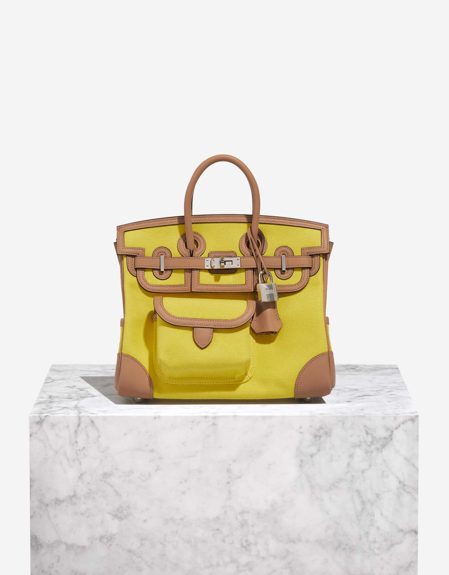 Hermès Birkin Cargo 25 Toile / Swift Jaune Citron / Chai