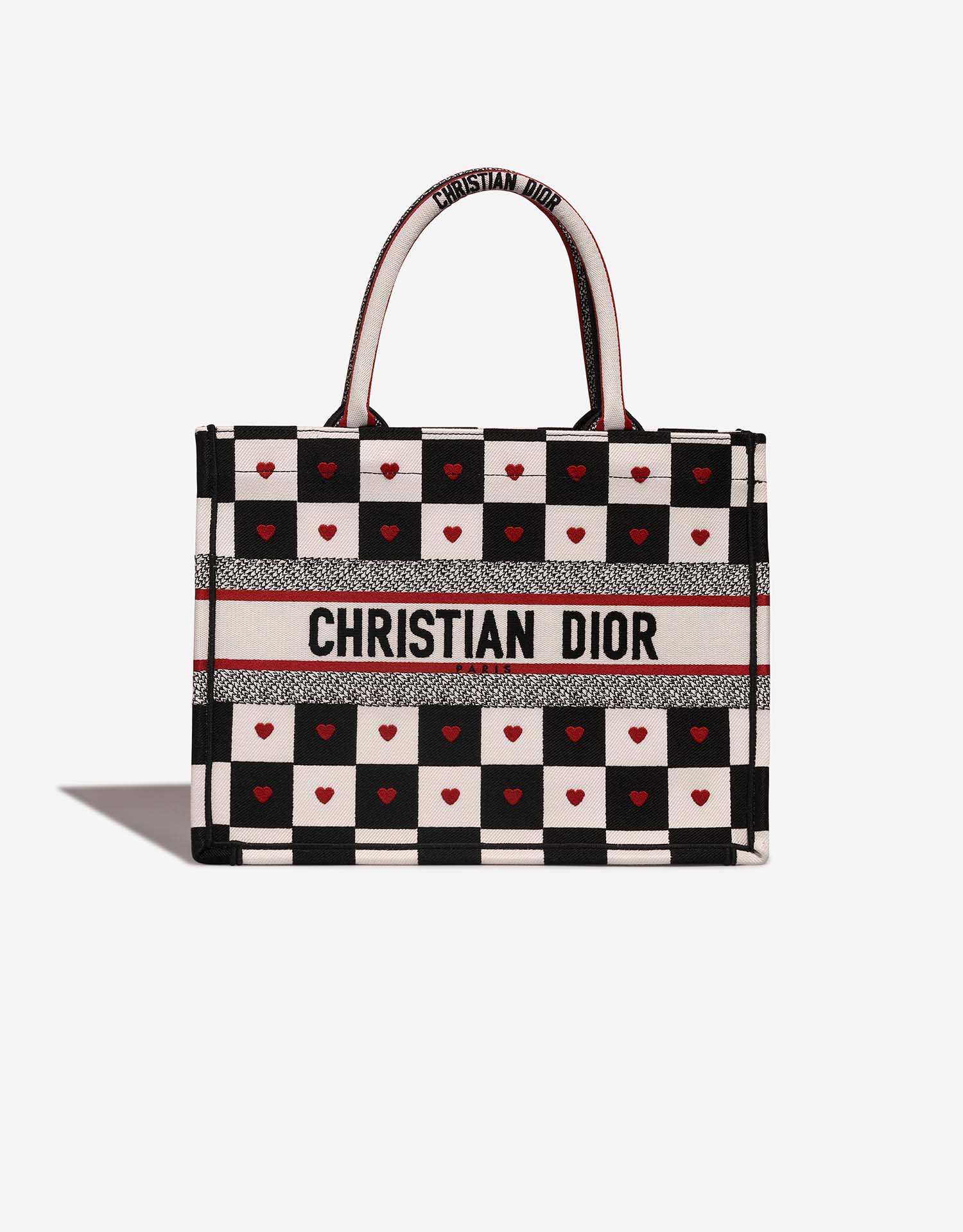 Dior Book Tote Dioramour D-Chess Medium Canvas Black / White / Red