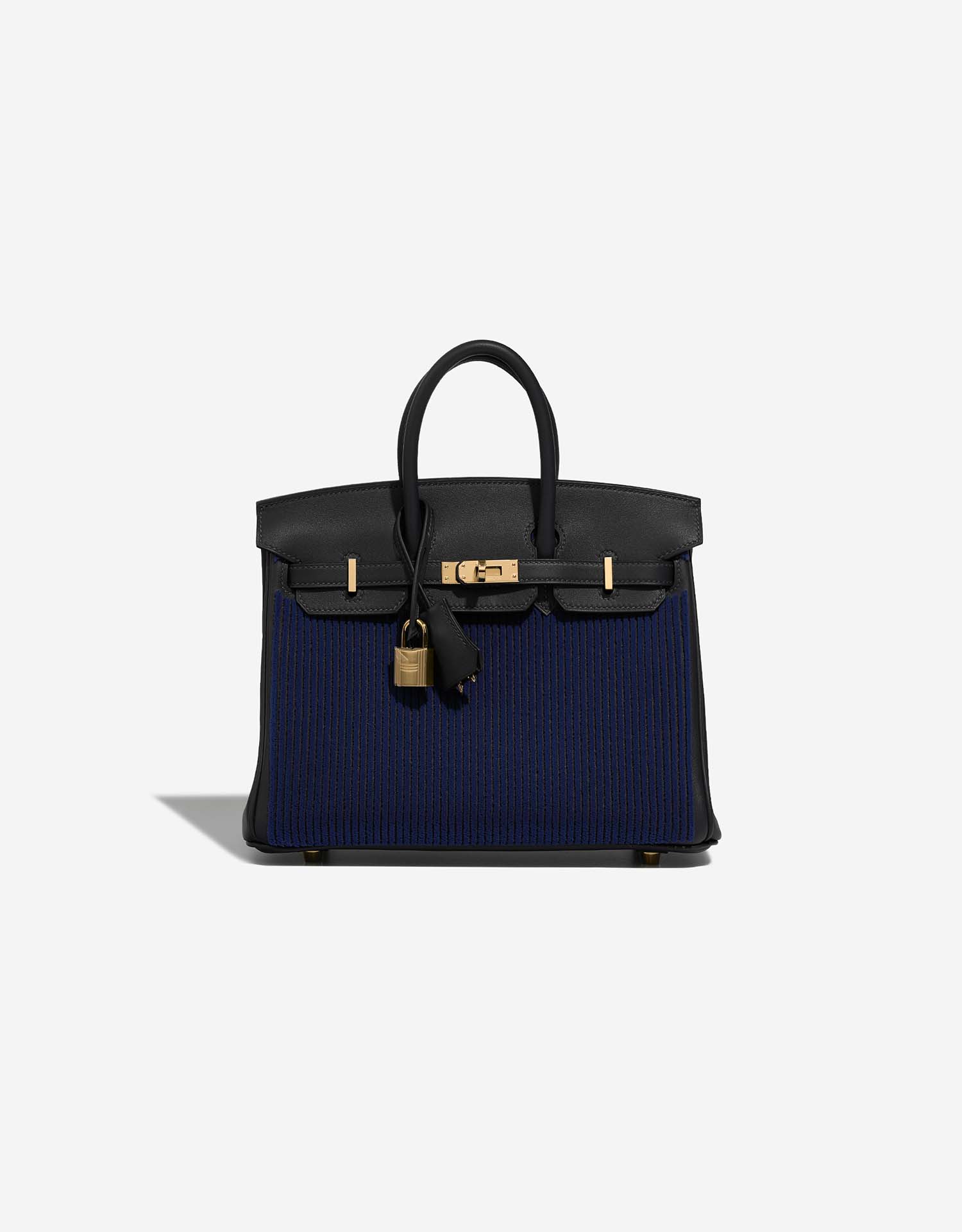 Hermès Birkin Côte à Côte Tuffetage 25 Swift Caban / Bleu Saphir